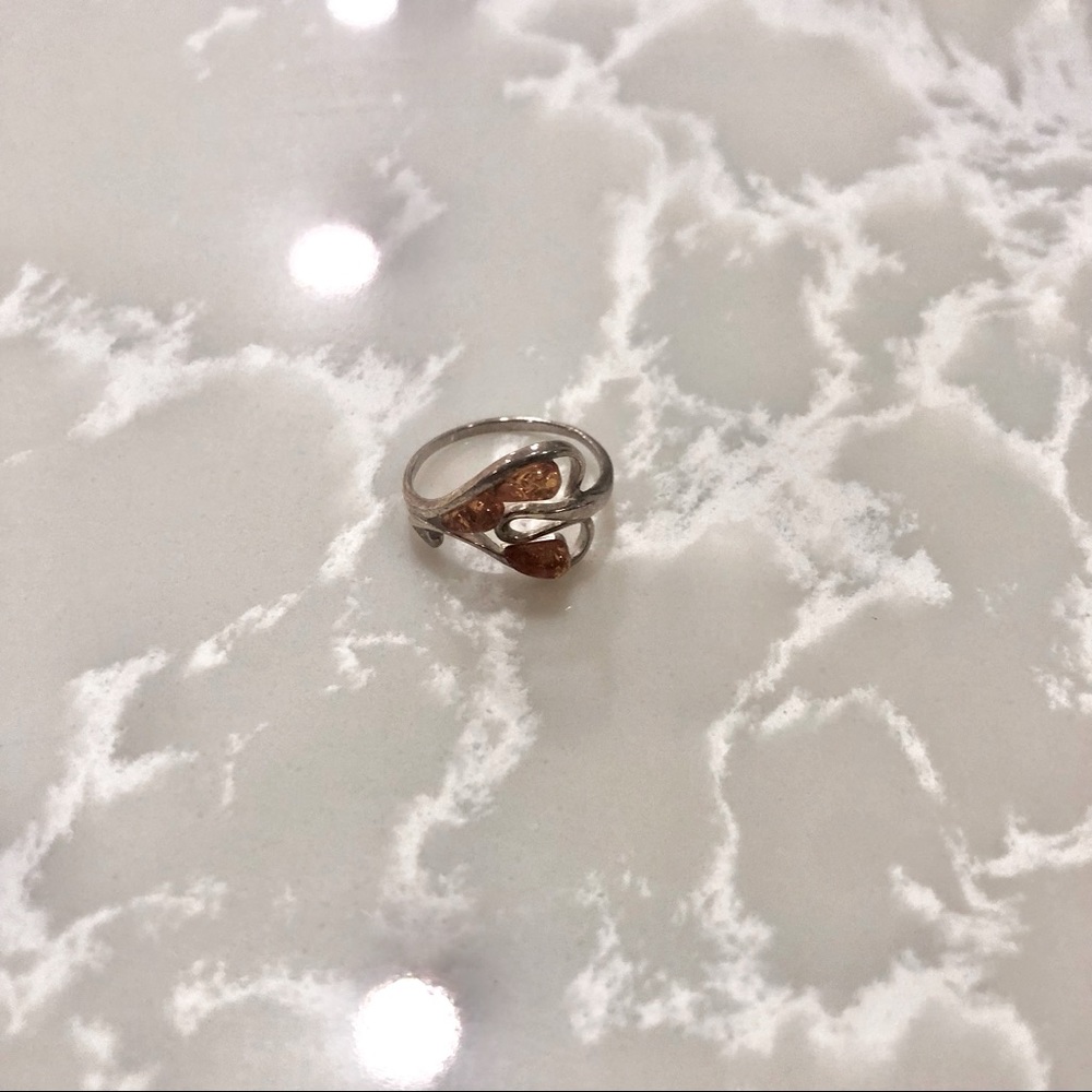 Beautiful Handmade Sterling Silver and Amber Ring!